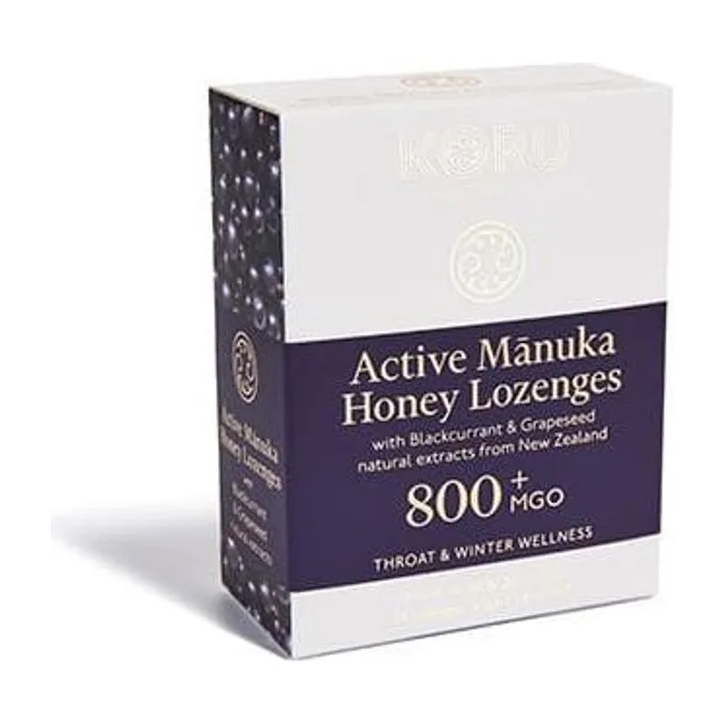 Бонбони с Манука мед MGO 800+ касис и гроздови семки, 24 бр., KORU