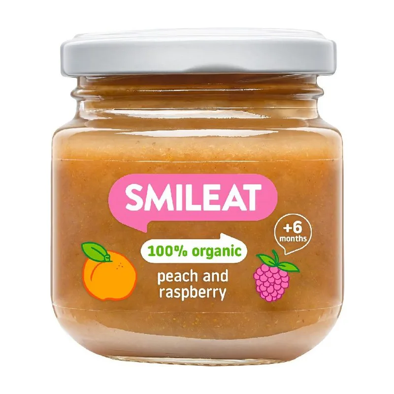 Smileat Био пюре праскова и малини 130 гр.
