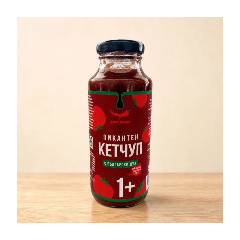 Пикантен кетчуп с Български дух, HOT FARM, 250 мл. (2)