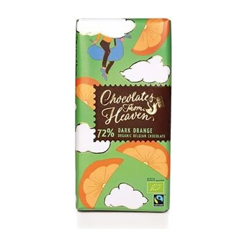 Био черен шоколад 72% с портокал, CHOCOLATES FROM HEAVEN, 100 гр.