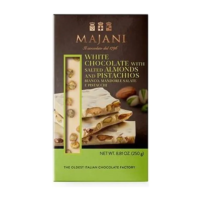 Бял шоколад със солени бадеми и пистачо, MAJANI, 250 г