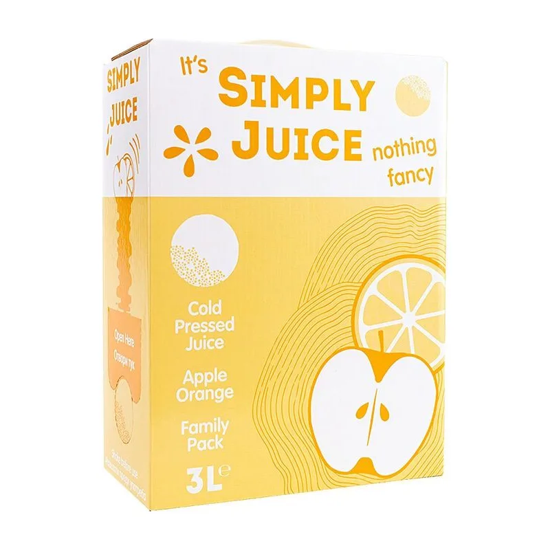Студено пресован сок ябълка и портокал, SIMPLY JUICE, 3 л.
