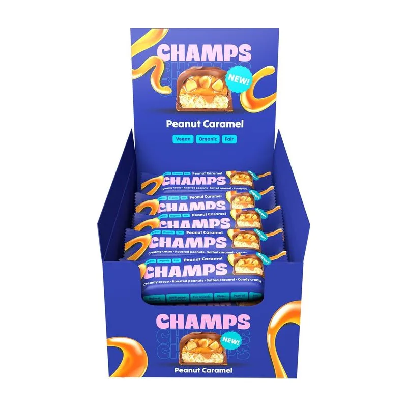 Champs Био шоколадово барче с печени фъстъци и солен карамел 45 гр.