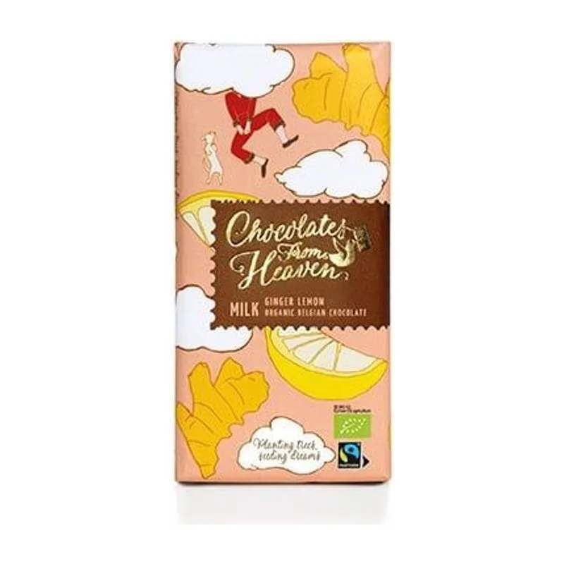 Био млечен шоколад с джинджифил и лимон, CHOCOLATES FROM HEAVEN, 100 гр.
