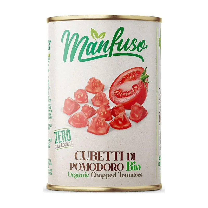 Manfuso Био нарязани домати консерва 400 гр.