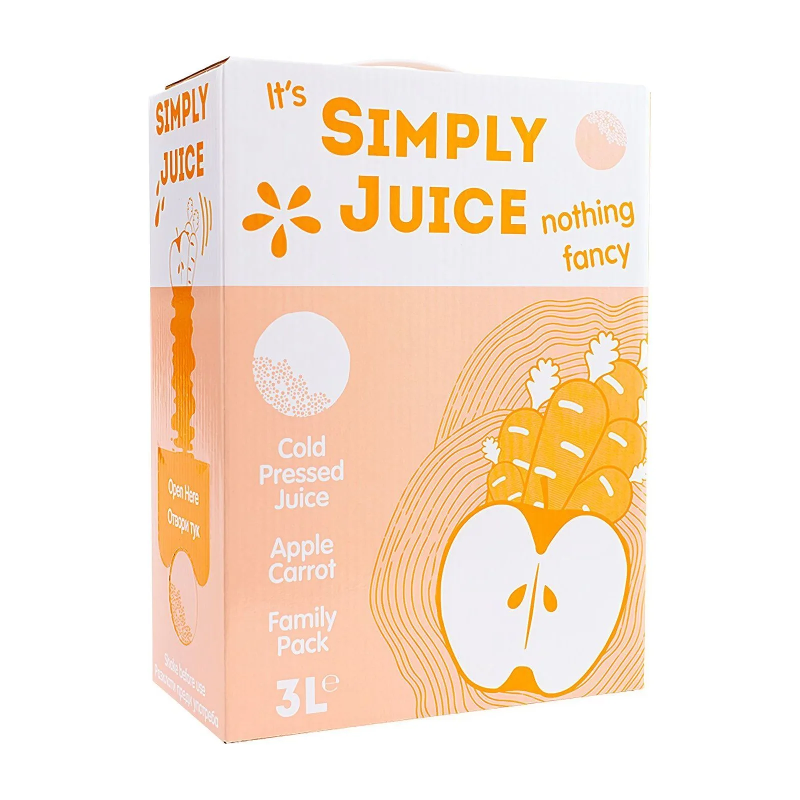 Студено пресован сок ябълка и морков, SIMPLY JUICE, 3 л.