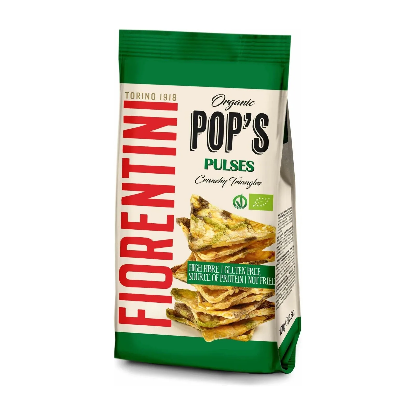 Fiorentini Alimentari Био царевични триъгълници и бобови растения 30% с морска сол 80гр.