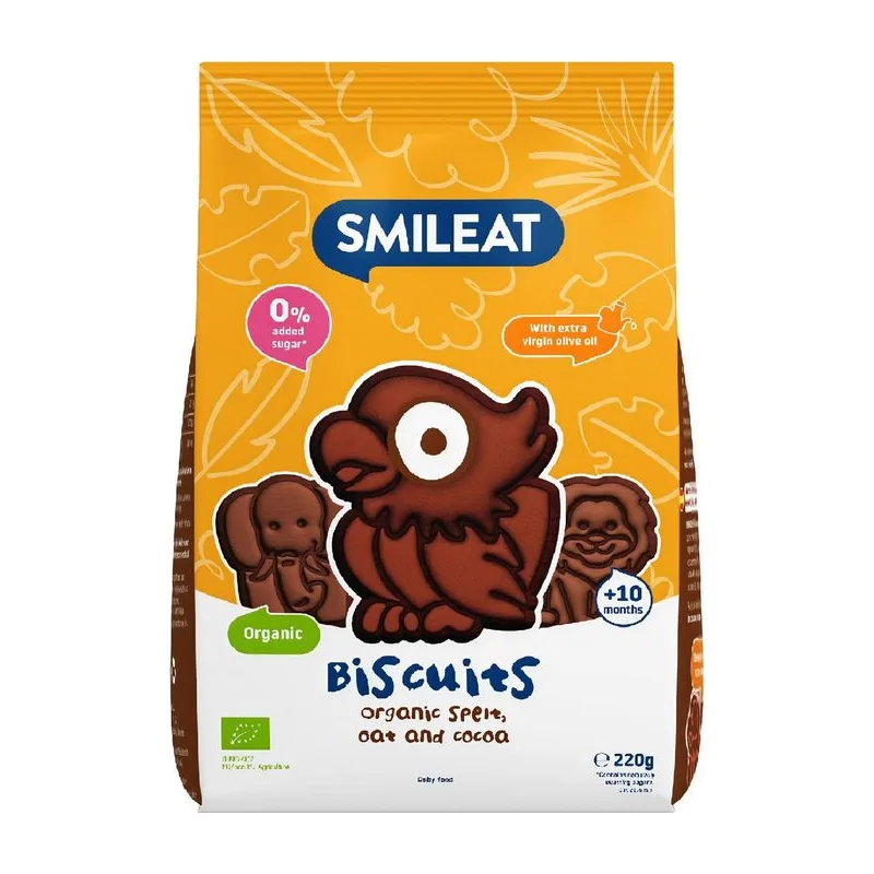 Smileat Био бисквитки със спелта, овес и какао 220 гр.