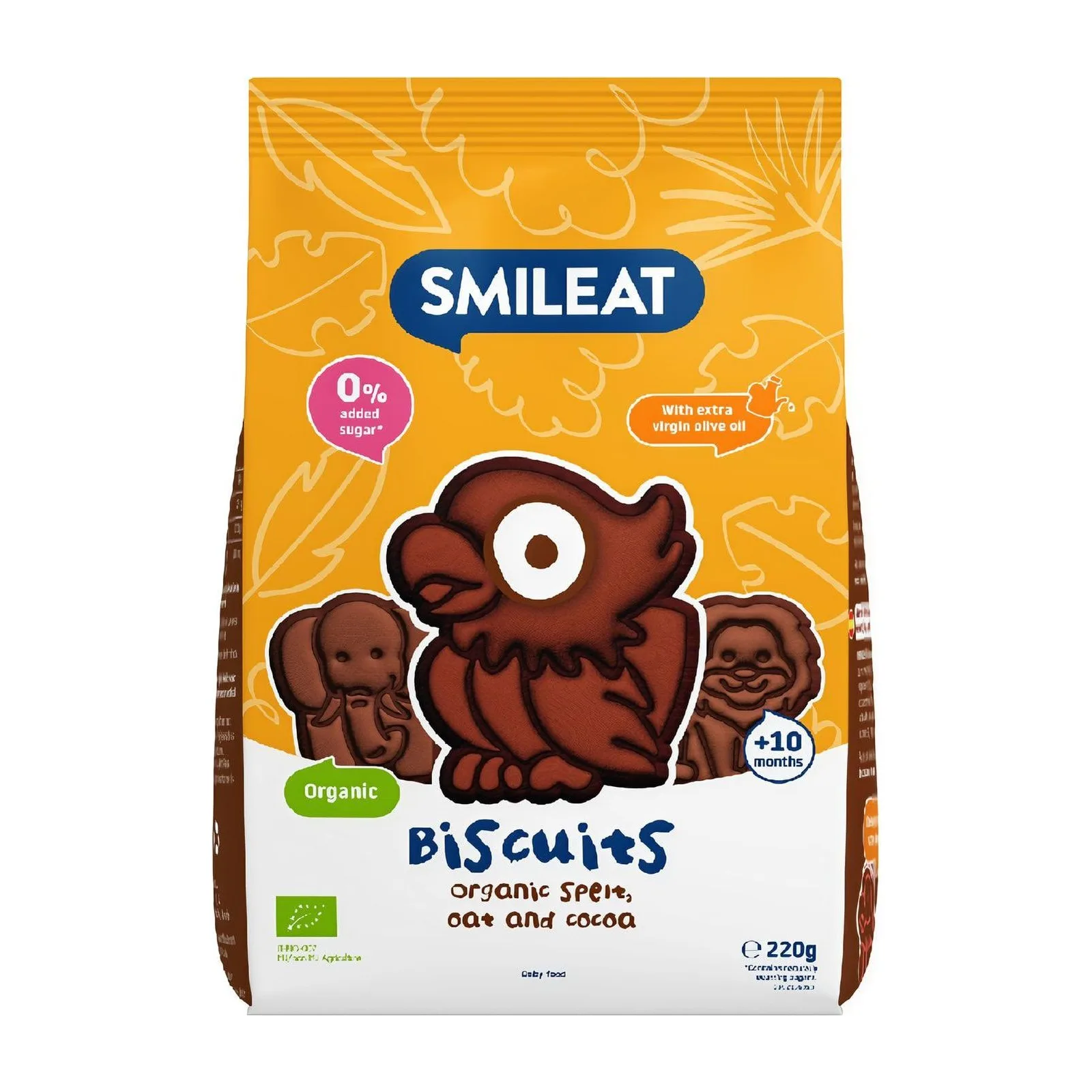 Smileat Био бисквитки със спелта, овес и какао 220 гр.