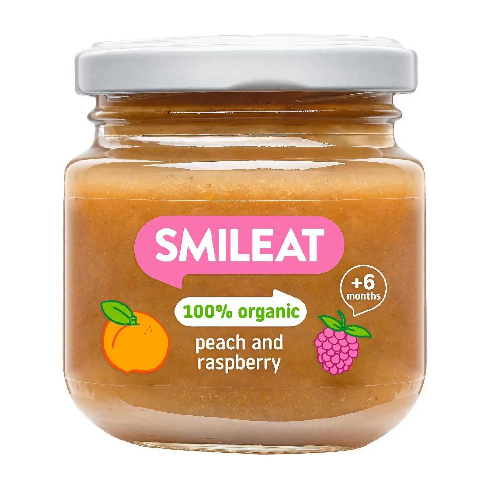 Smileat Био пюре праскова и малини 130 гр.