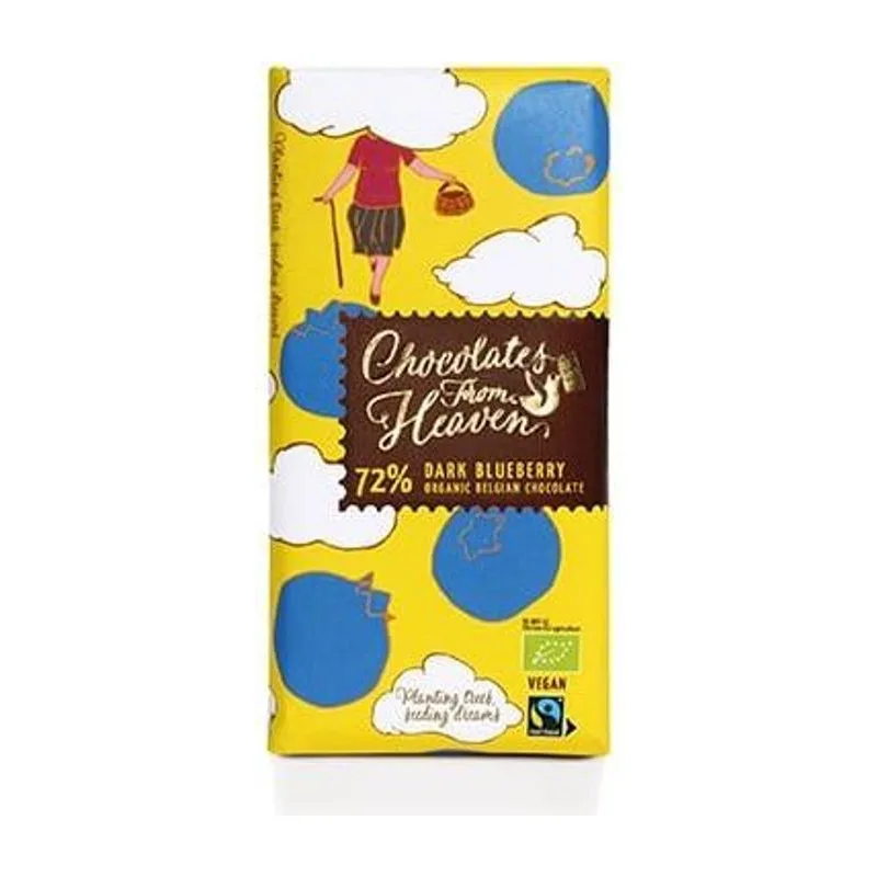 Био веган черен шоколад 72% с боровинка, CHOCOLATES FROM HEAVEN, 100 гр.